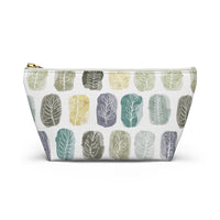 Watercolor Leaf Stamp Accessory Pouch w T-bottom in Teal